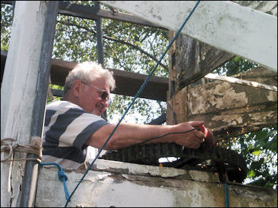 Alain Beaupain working on the fantail